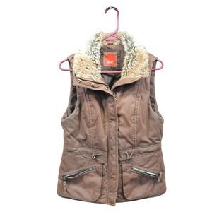 Esprit Brown Faux Fur Vest Womens size XS Espri